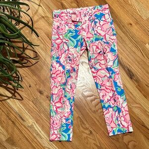 Lilly Pulitzer Pink and Blue Floral Straight Leg Pants